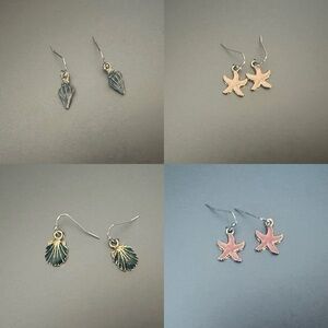 Blue and Pink Nature-Inspired Dangle Earrings